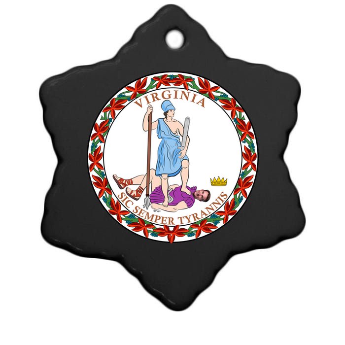 Virginia Sic Semper Tyrannis With Governor Northam Ceramic Star Ornament