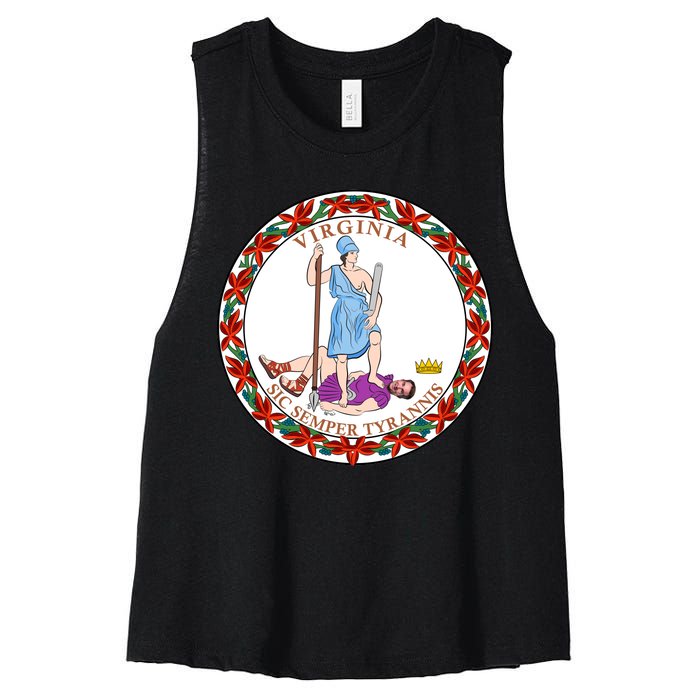 Virginia Sic Semper Tyrannis With Governor Northam Women's Racerback Cropped Tank