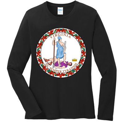 Virginia Sic Semper Tyrannis With Governor Northam Ladies Long Sleeve Shirt