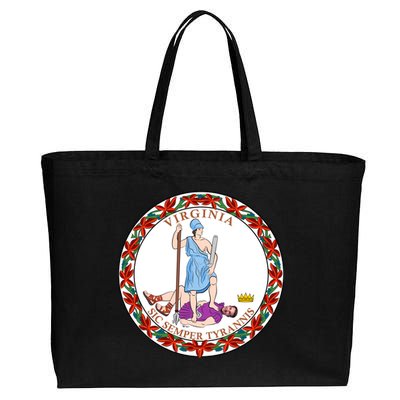 Virginia Sic Semper Tyrannis With Governor Northam Cotton Canvas Jumbo Tote