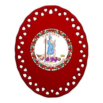 Virginia Sic Semper Tyrannis With Governor Northam Ceramic Oval Ornament