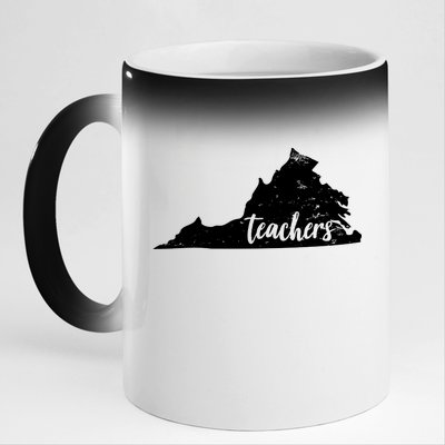 Virginia Teacher Vintage Red For Ed 11oz Black Color Changing Mug