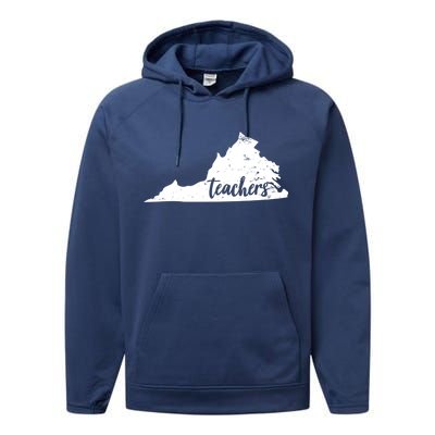 Virginia Teacher Vintage Red For Ed Performance Fleece Hoodie