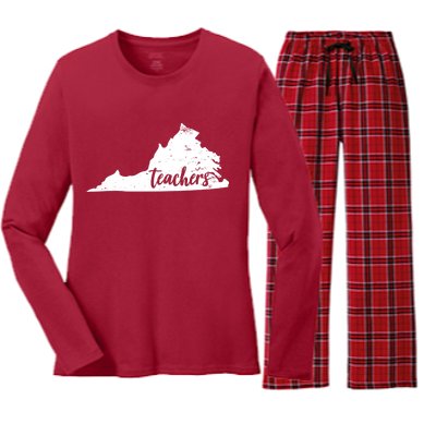 Virginia Teacher Vintage Red For Ed Women's Long Sleeve Flannel Pajama Set 