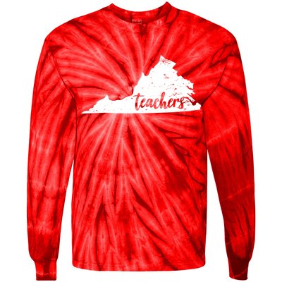 Virginia Teacher Vintage Red For Ed Tie-Dye Long Sleeve Shirt