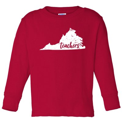 Virginia Teacher Vintage Red For Ed Toddler Long Sleeve Shirt