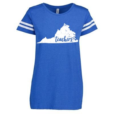 Virginia Teacher Vintage Red For Ed Enza Ladies Jersey Football T-Shirt