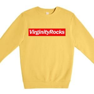 Virginity Rocks Box Logo Premium Crewneck Sweatshirt