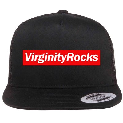 Virginity Rocks Box Logo Flat Bill Trucker Hat