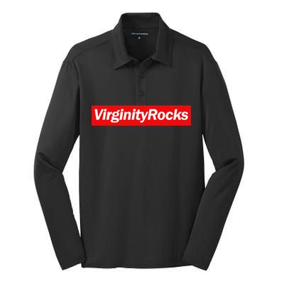 Virginity Rocks Box Logo Silk Touch Performance Long Sleeve Polo