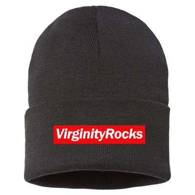 Virginity Rocks Box Logo Sustainable Knit Beanie