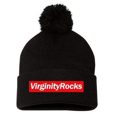 Virginity Rocks Box Logo Pom Pom 12in Knit Beanie