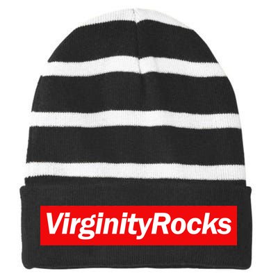 Virginity Rocks Box Logo Striped Beanie with Solid Band