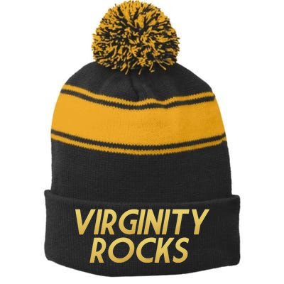 Virginity Rocks Gold Limited Edition Stripe Pom Pom Beanie