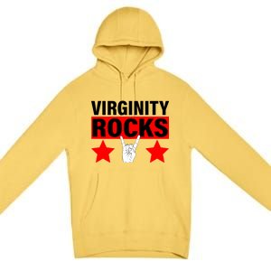 Virginity Rocks Hand Sign Premium Pullover Hoodie