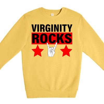 Virginity Rocks Hand Sign Premium Crewneck Sweatshirt