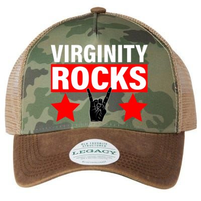 Virginity Rocks Hand Sign Legacy Tie Dye Trucker Hat