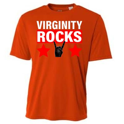 Virginity Rocks Hand Sign Cooling Performance Crew T-Shirt