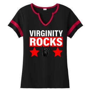 Virginity Rocks Hand Sign Ladies Halftime Notch Neck Tee