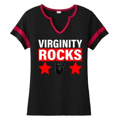 Virginity Rocks Hand Sign Ladies Halftime Notch Neck Tee