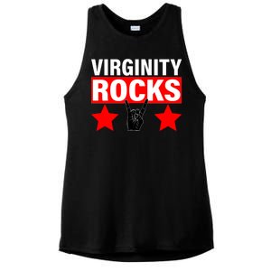 Virginity Rocks Hand Sign Ladies PosiCharge Tri-Blend Wicking Tank