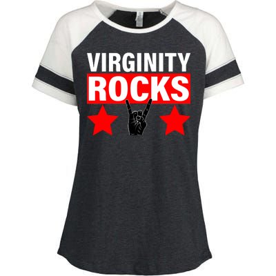 Virginity Rocks Hand Sign Enza Ladies Jersey Colorblock Tee