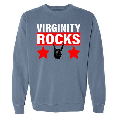 Virginity Rocks Hand Sign Garment-Dyed Sweatshirt