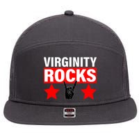 Virginity Rocks Hand Sign 7 Panel Mesh Trucker Snapback Hat