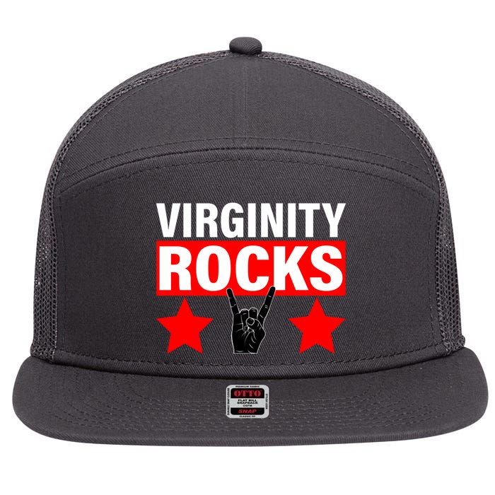 Virginity Rocks Hand Sign 7 Panel Mesh Trucker Snapback Hat