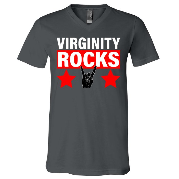 Virginity Rocks Hand Sign V-Neck T-Shirt