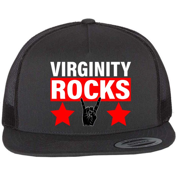 Virginity Rocks Hand Sign Flat Bill Trucker Hat