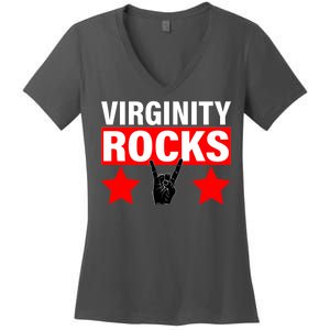 Virginity Rocks Hand Sign Women's V-Neck T-Shirt