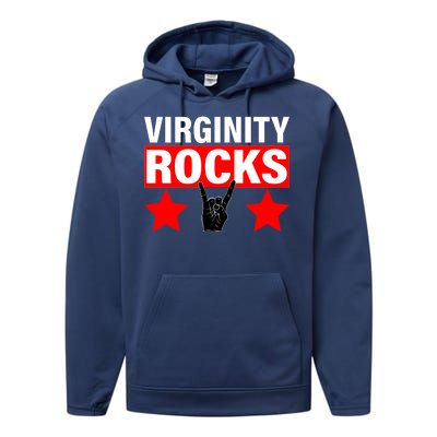 Virginity Rocks Hand Sign Performance Fleece Hoodie