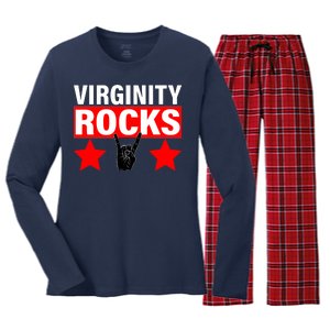 Virginity Rocks Hand Sign Women's Long Sleeve Flannel Pajama Set 