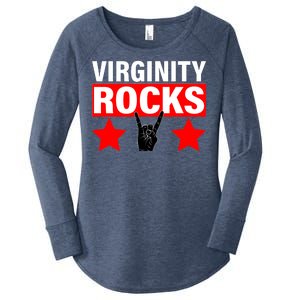 Virginity Rocks Hand Sign Women's Perfect Tri Tunic Long Sleeve Shirt