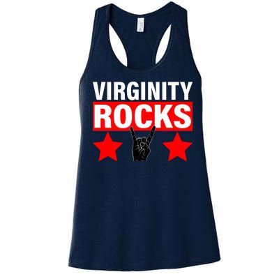 Virginity Rocks Hand Sign Women's Racerback Tank