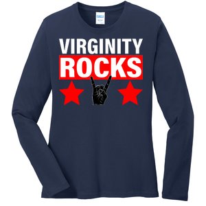 Virginity Rocks Hand Sign Ladies Long Sleeve Shirt