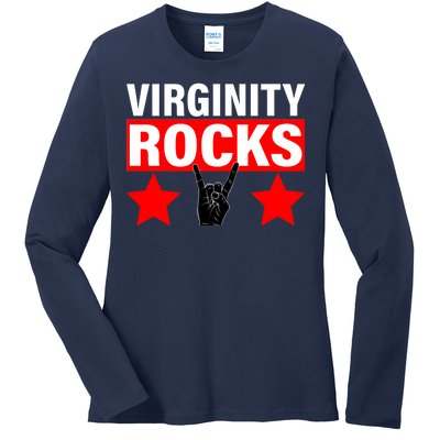 Virginity Rocks Hand Sign Ladies Long Sleeve Shirt