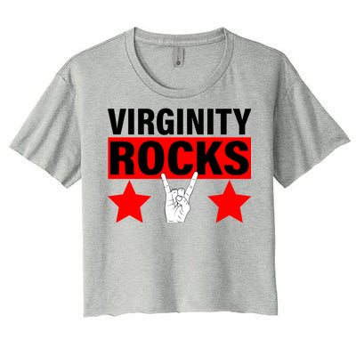 Virginity Rocks Hand Sign Women's Crop Top Tee