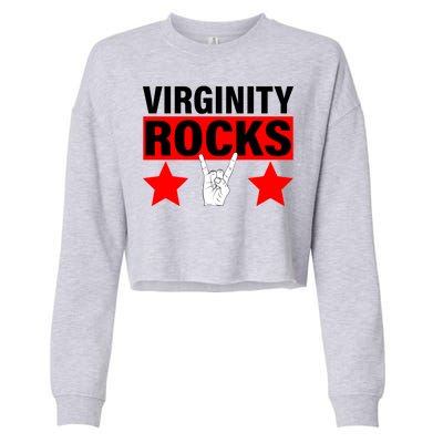 Virginity Rocks Hand Sign Cropped Pullover Crew