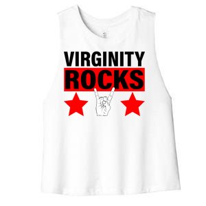 Virginity Rocks Hand Sign Women's Racerback Cropped Tank