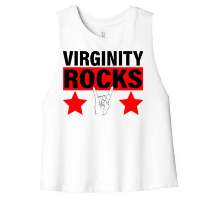 Virginity Rocks Hand Sign Women's Racerback Cropped Tank