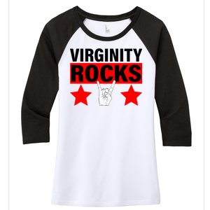 Virginity Rocks Hand Sign Women's Tri-Blend 3/4-Sleeve Raglan Shirt