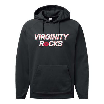 Virginity Rocks Kiss Lips Performance Fleece Hoodie