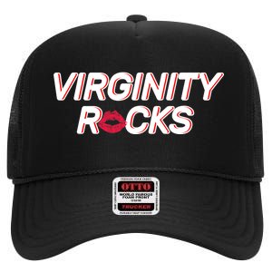 Virginity Rocks Kiss Lips High Crown Mesh Back Trucker Hat