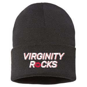 Virginity Rocks Kiss Lips Sustainable Knit Beanie