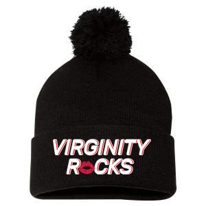 Virginity Rocks Kiss Lips Pom Pom 12in Knit Beanie