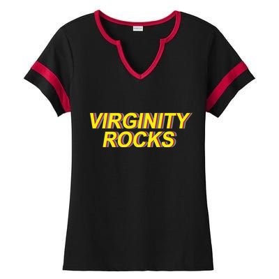 Virginity Rocks Retro Funny Ladies Halftime Notch Neck Tee