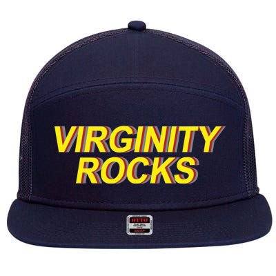 Virginity Rocks Retro Funny 7 Panel Mesh Trucker Snapback Hat