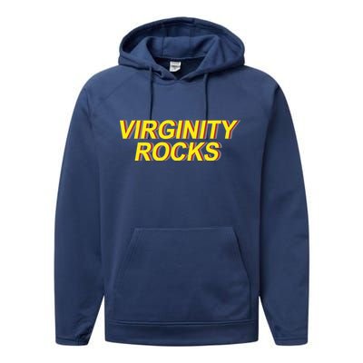 Virginity Rocks Retro Funny Performance Fleece Hoodie